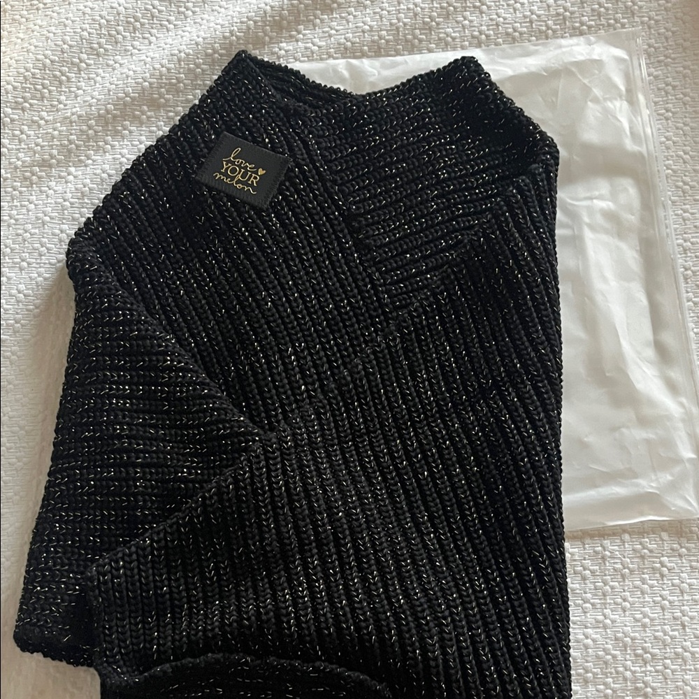 Love Your Melon Black Sweater Poncho